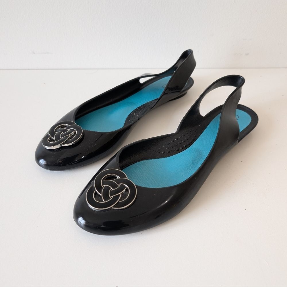 Oka B Ballet Flats Women's 7/37 Black Soy-Vegan Rubber Slip-on